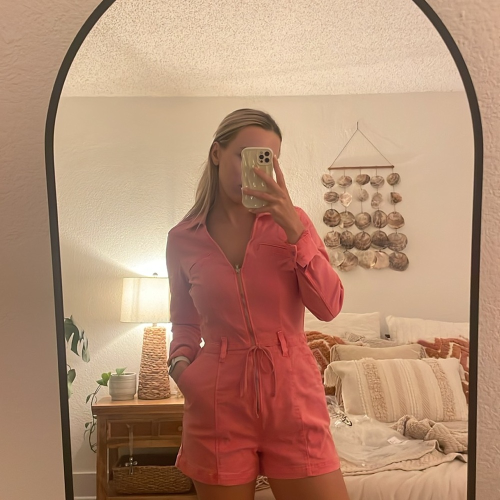 PAIGE Meg Tie Waist Twill Utility Romper - Picture 4 of 4